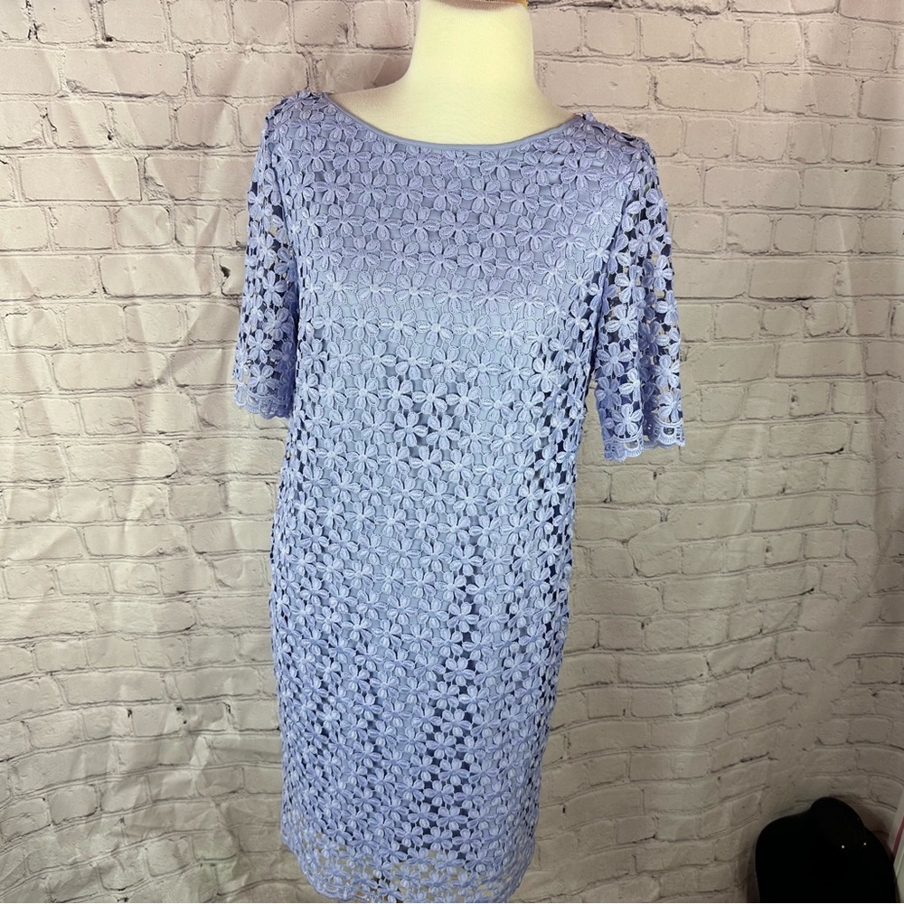 tahari ASL petite 8 Floral Lace overlay knee length Dress romantic Easter